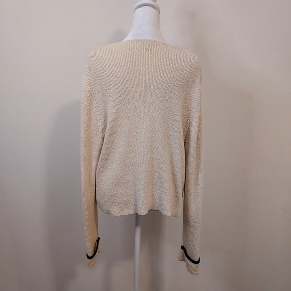 Ann Taylor Factory Open Cream & Black Cardigan Sweater - Picture 5 of 8